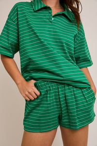Collared Striped Oversized Tee With Short