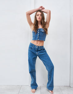 Isabella Denim Crop Top